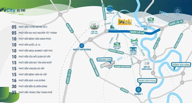 Dự án PiCity High Park Q12 sở hữu cho mình vị trí tọa lạc tại đường Thạnh Xuân 13 - Phường Thạnh Xuân - Quận 12 – TP Hồ Chí Minh
