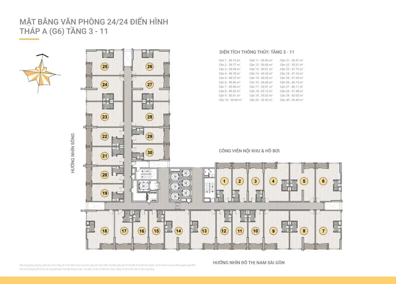 can ho van phong sunrise riverside – cap nhat moi - Sunrise Riverside Mặt bằng điển hình tháp A tầng 3-11