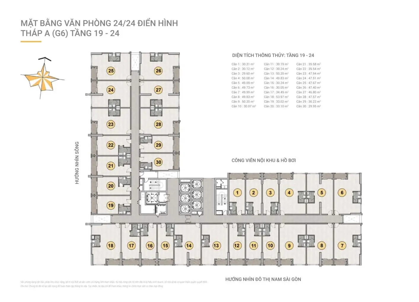 can ho van phong sunrise riverside – cap nhat moi - Sunrise Riverside Mặt bằng điển hình tháp A tầng 19-24