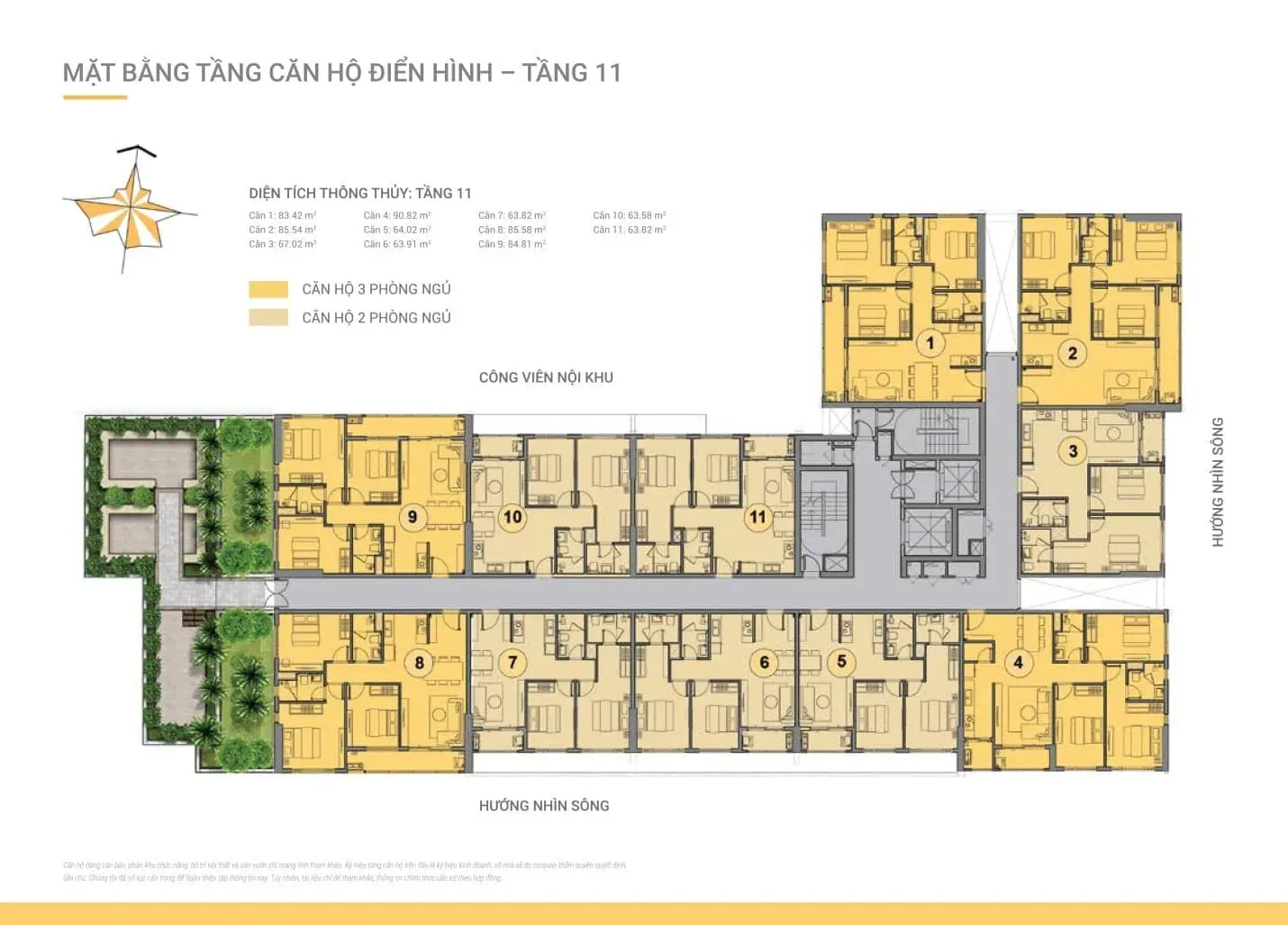 can ho van phong sunrise riverside – cap nhat moi - Sunrise Riverside Mặt băng căn hộ điển hình tầng 11