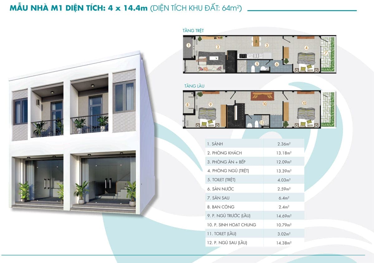 Dự Án Nhà Phố The Hestia Riverside Residence Long An Mẫu Nhà M1 - Dự Án Nhà Phố The Hestia Riverside Residence Long An