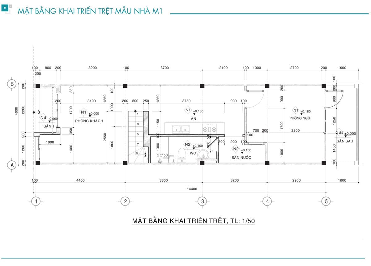 Dự Án Nhà Phố The Hestia Riverside Residence Long An Mặt Bằng Khai Triển Trệt Mẫu Nhà M1 - Dự Án Nhà Phố The Hestia Riverside Residence Long An