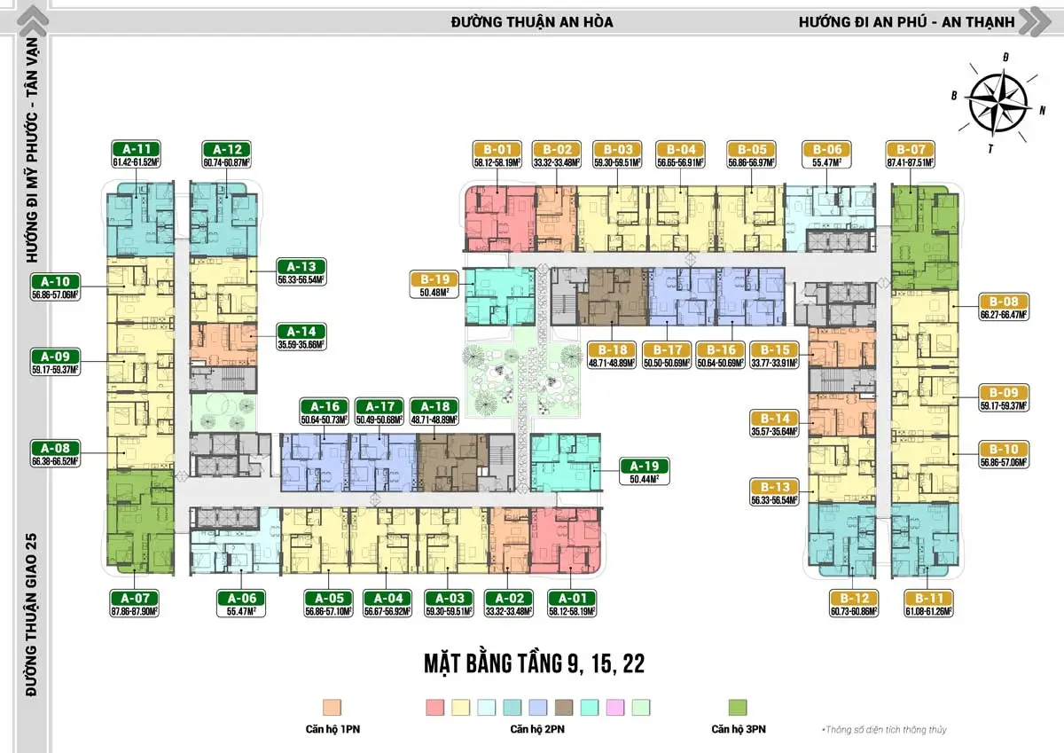 Ben Hill Thuận An 13 Mặt bằng tầng 9-15-22 Dự án Ben Hill Thuận An