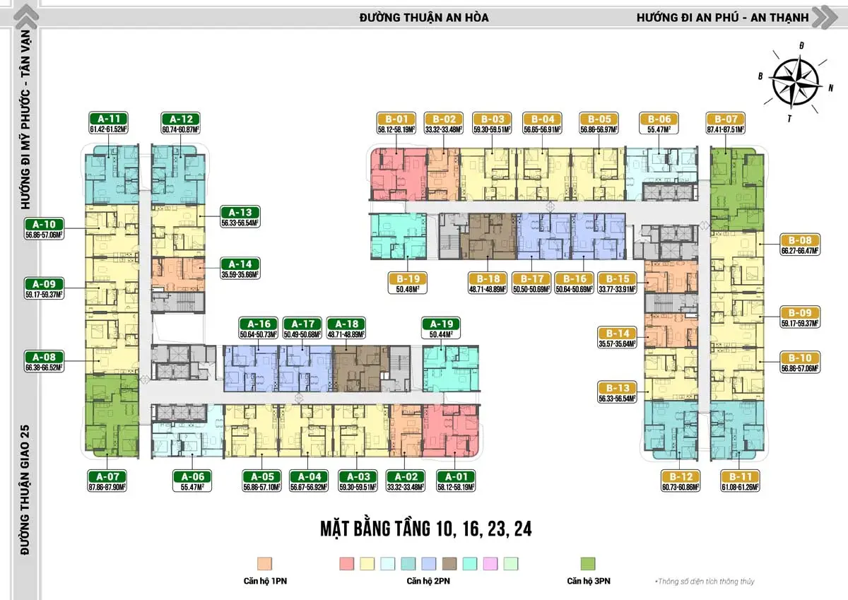 Ben Hill Thuận An 14 Mặt bằng tầng 10-16-23-24 Dự án Ben Hill Thuận An