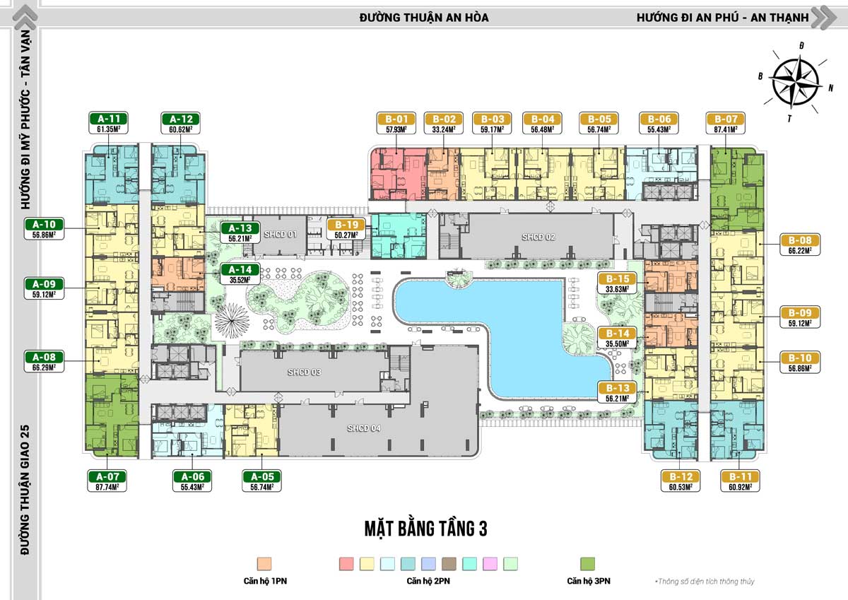 Mặt bằng tầng 3 Dự án Ben Hill Thuận An