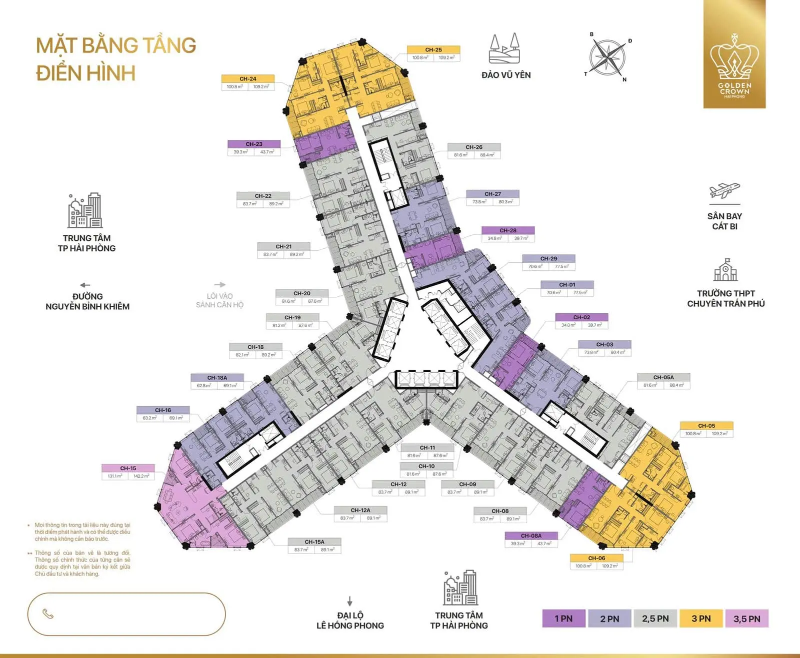 Golden Crown Hải Phòng 5 Mặt bằng Chung cư Golden Crown Hải Phòng