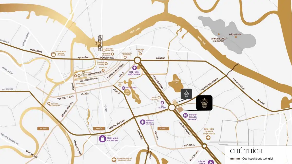 Golden Crown Hải Phòng 2 Vị trí Chung cư Golden Crown Hải Phòng