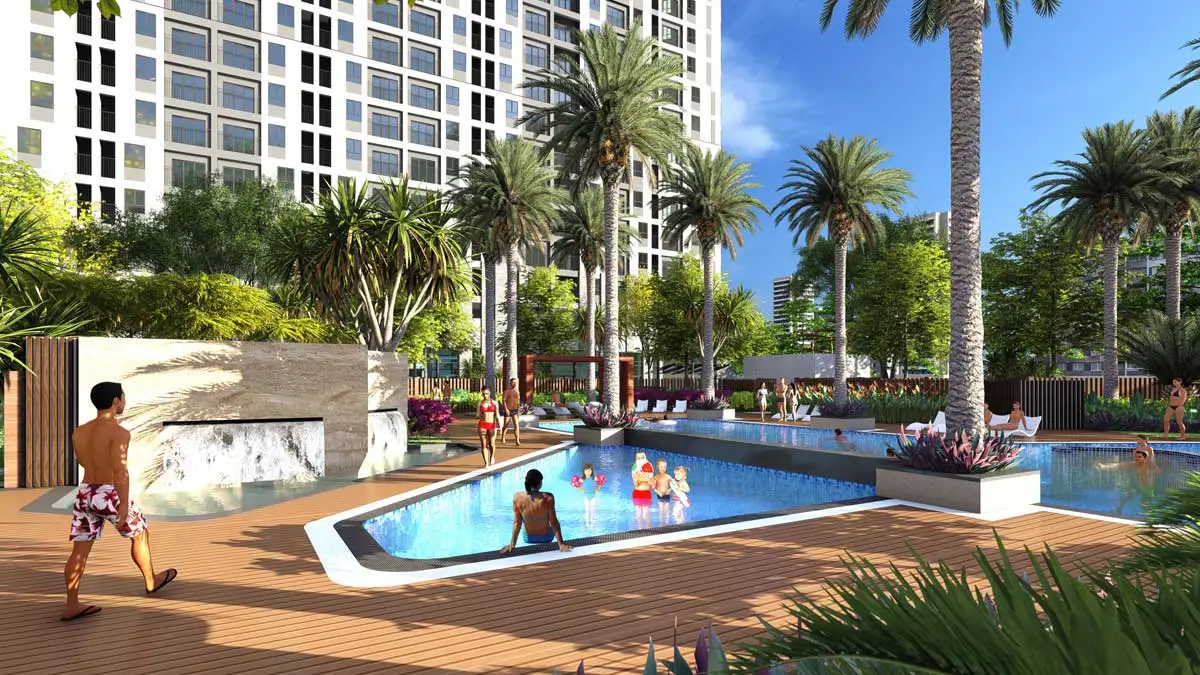 PICITY CENTRAL PARK 4 Hồ bơi tràn bờ tại Khu Căn hộ Picity Central Park