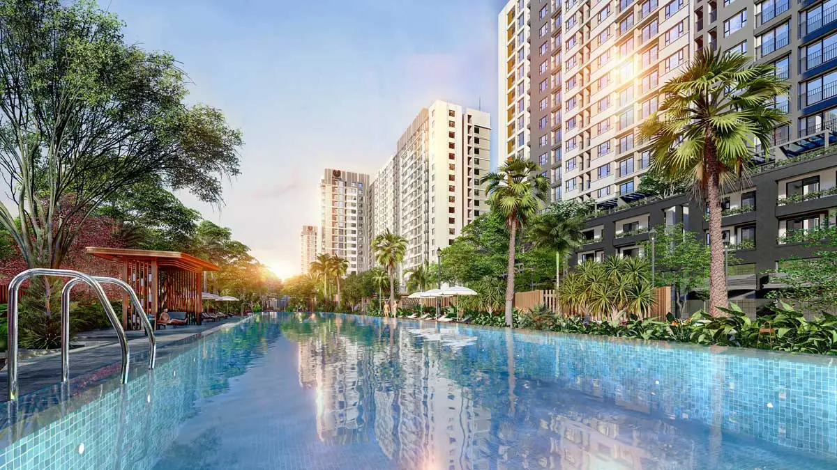 PICITY CENTRAL PARK 5 Hồ bơi tràn bờ tại Khu Căn hộ Picity Central Park Quận 12