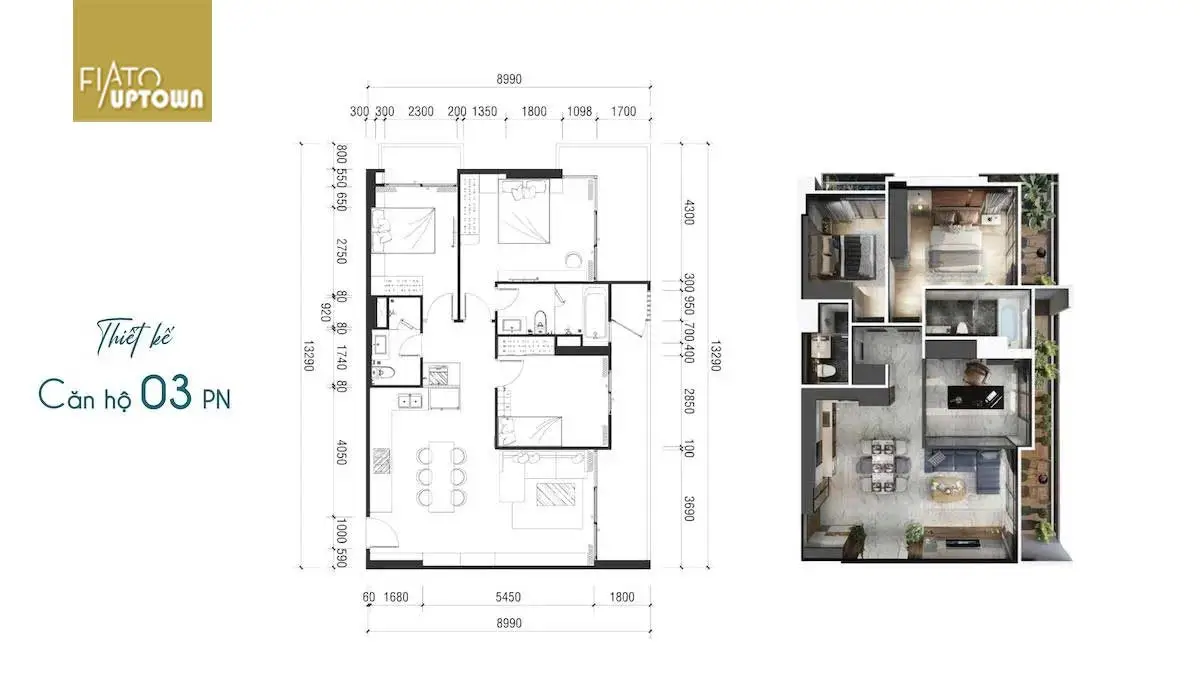 Fiato Uptown thiet ke can ho 3PN fiato uptown - Fiato Uptown