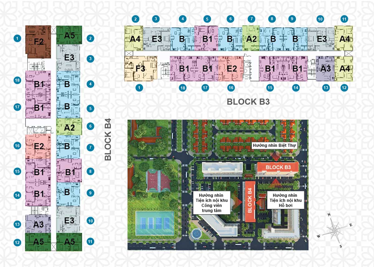 Mặt bằng Block B3 - B4 Green Town