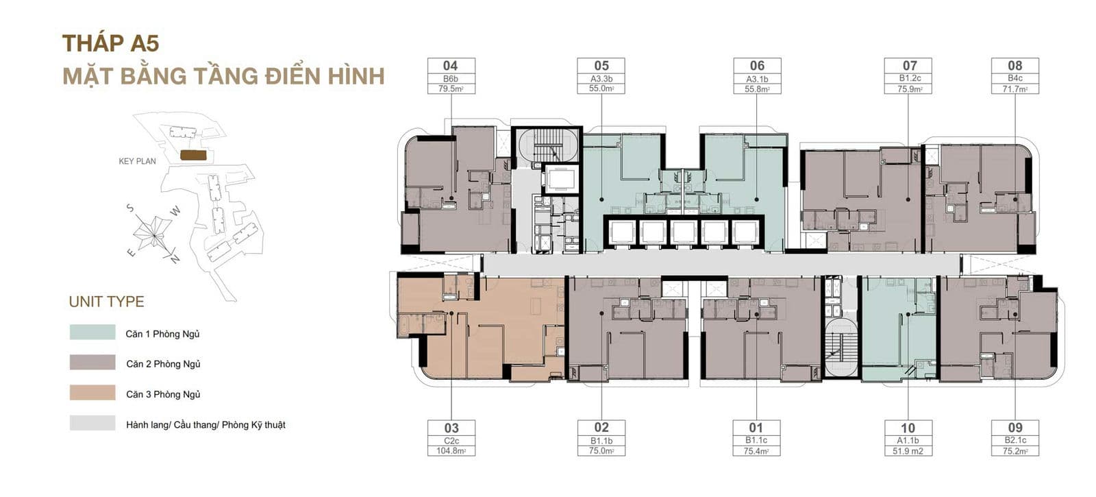 Mặt bằng Tầng Block A5 Dự án Căn hộ Eaton Park Gamuda Land Mai Chí Thọ Thủ Đức