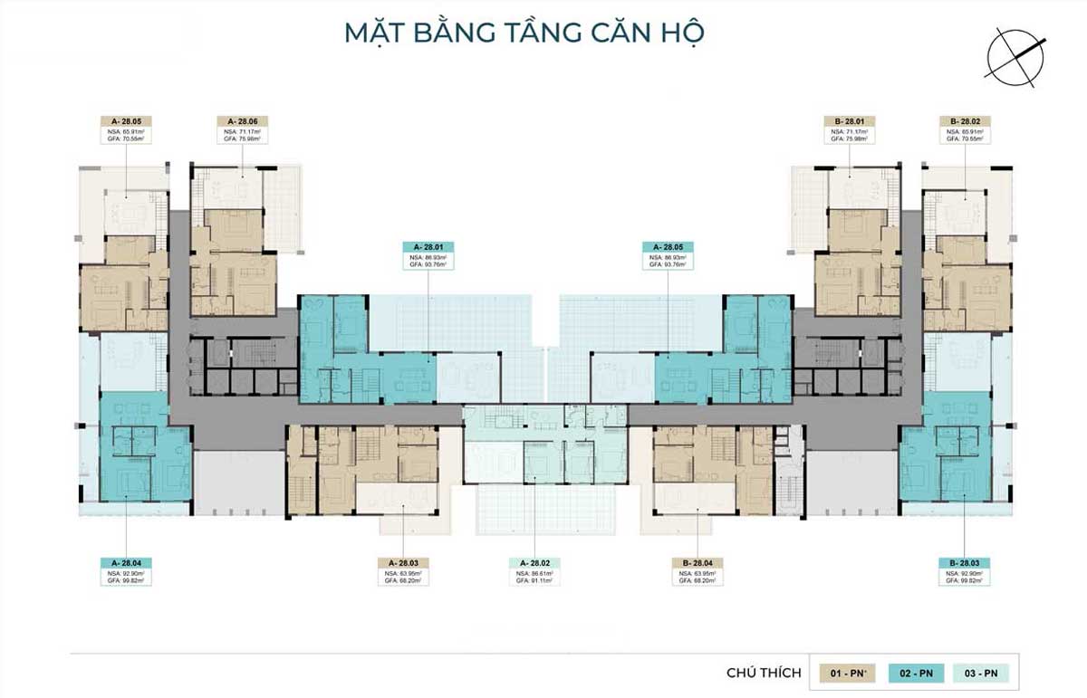 Mặt bằng Tầng Điển Hình Dự án Căn hộ The Felix Thuận An