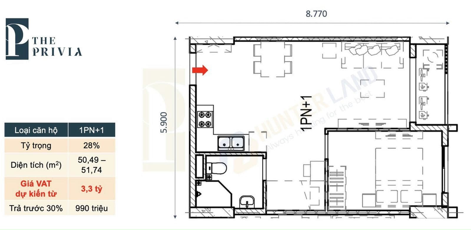 thiet ke can ho the privia 1pn 1wc - The Privia