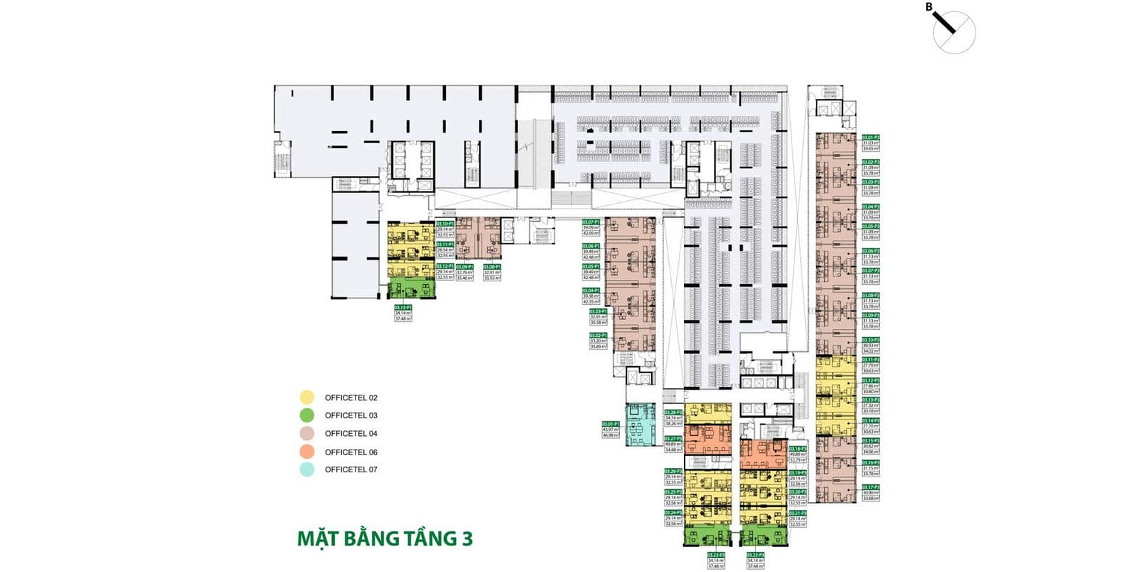 Mặt bằng Officetel Tầng 3 Dự án Picity Sky Park