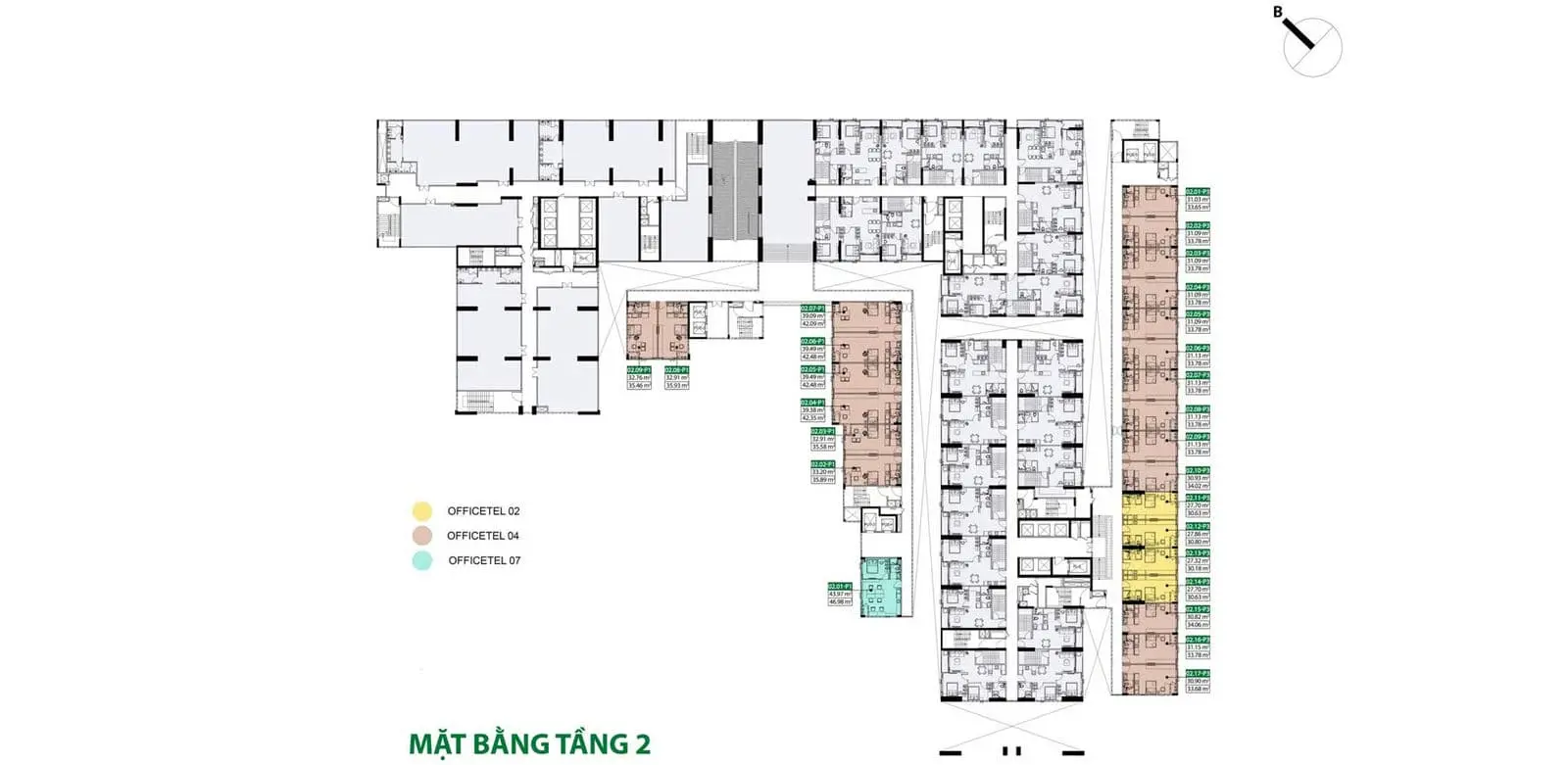 Picity Sky Park 16 Mặt bằng Officetel Tầng 2 Dự án Picity Sky Park