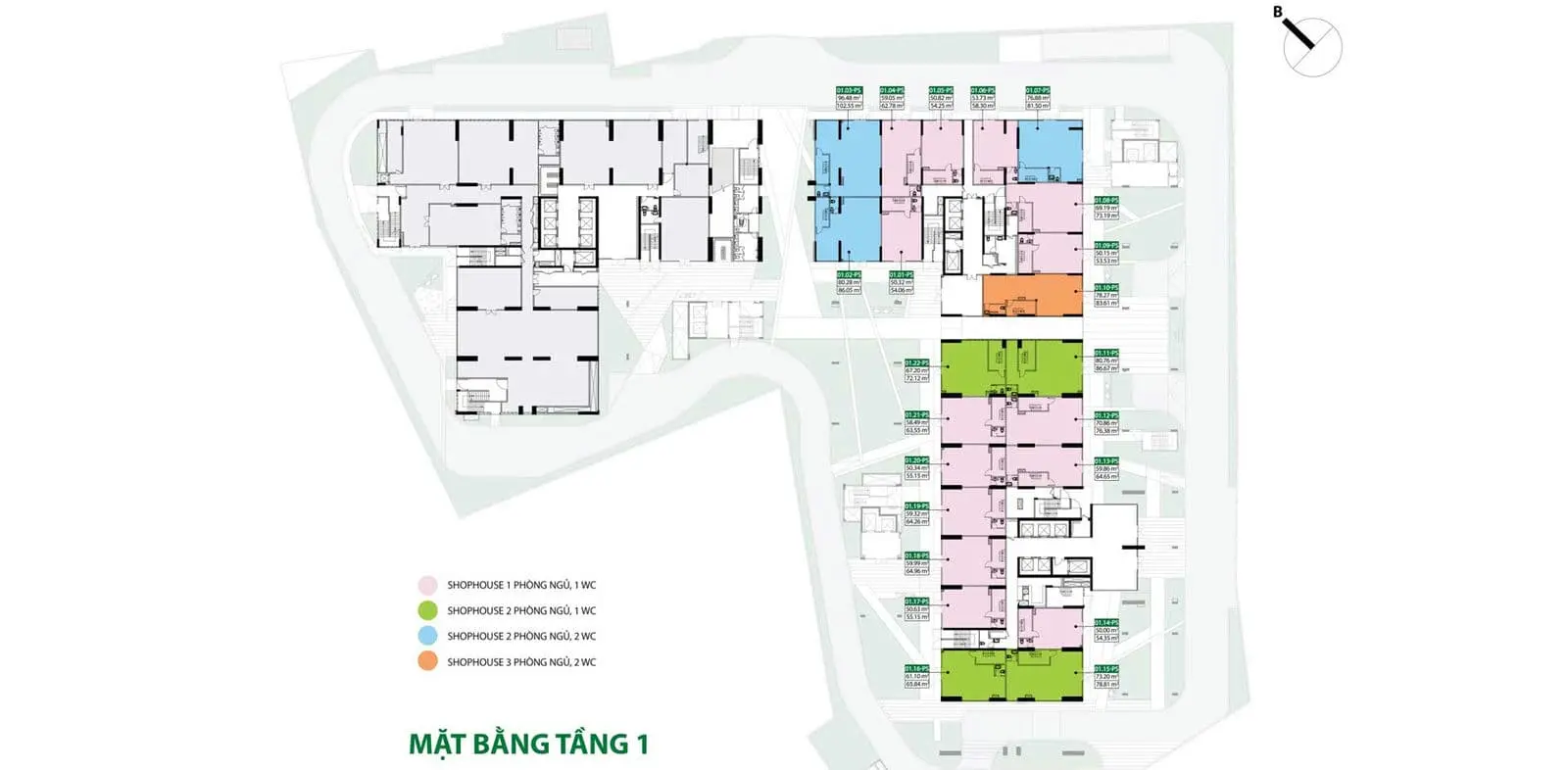 Picity Sky Park 15 Mặt bằng Shophouse Tầng 1-2 Dự án Picity Sky Park