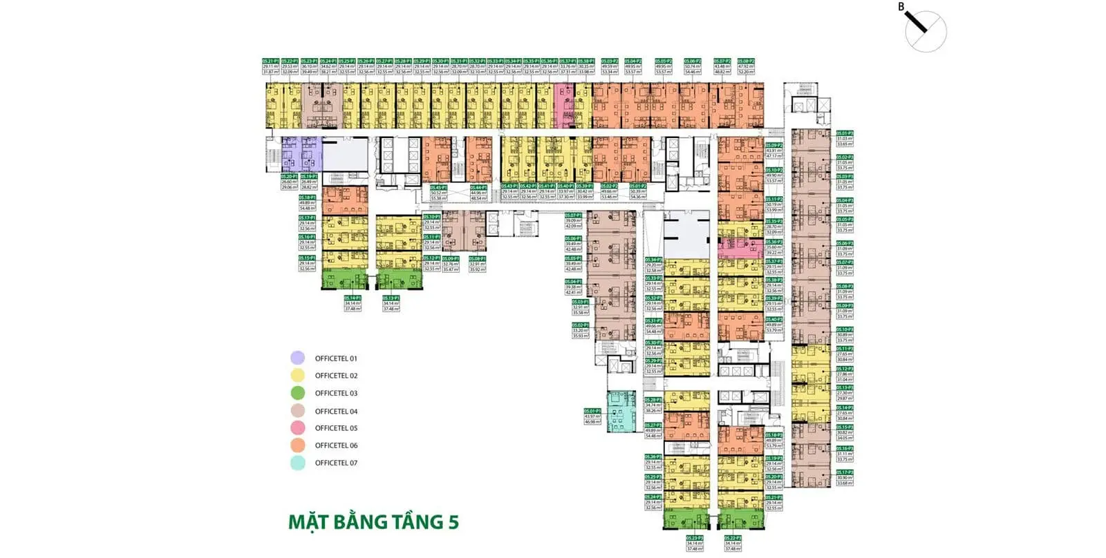 Picity Sky Park 19 Mặt bằng Officetel Tầng 5 Dự án Picity Sky Park