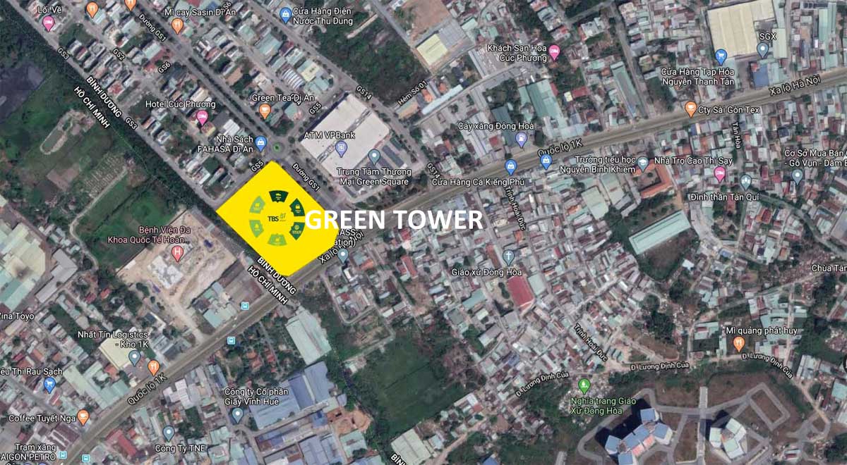 Vị trí Dự án Căn hộ Green Tower Dĩ An Bình Dương