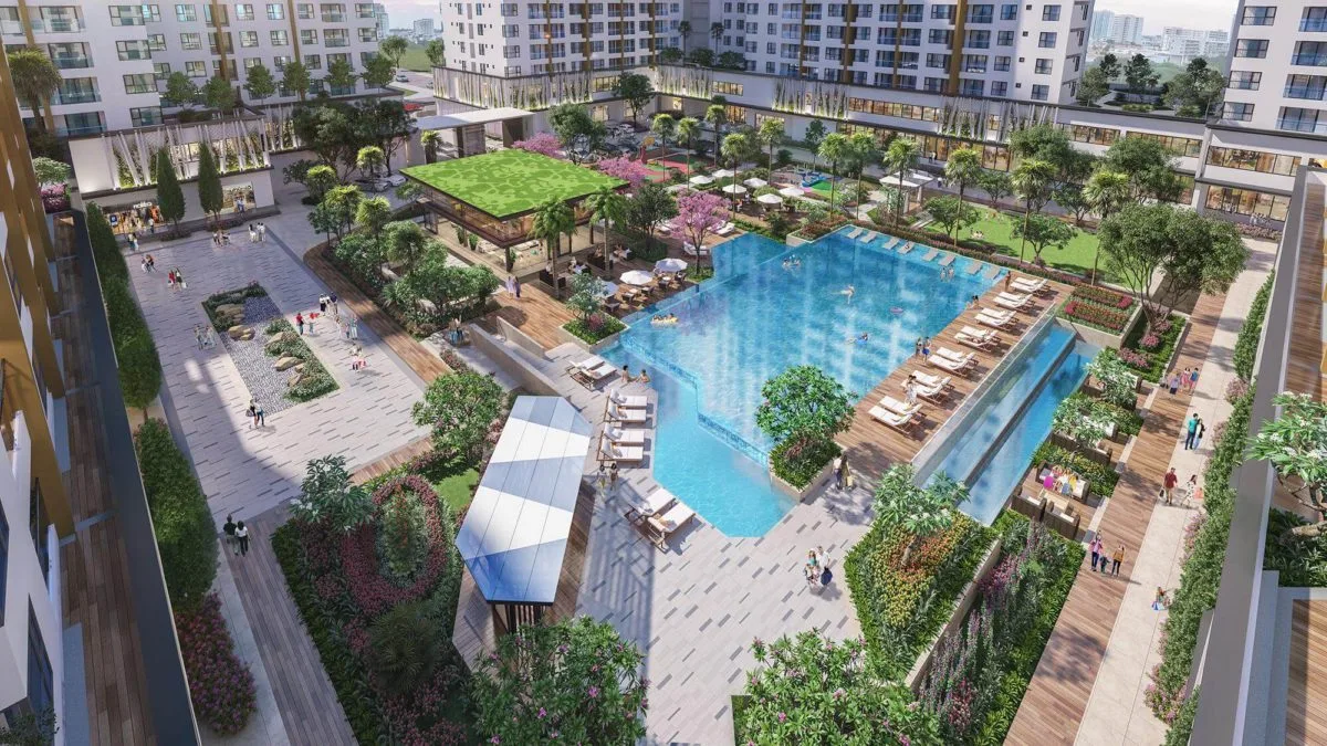 Khu Hồ bơi nội khu Căn hộ Akari City Bình Tân noi khu du an akari city nam long