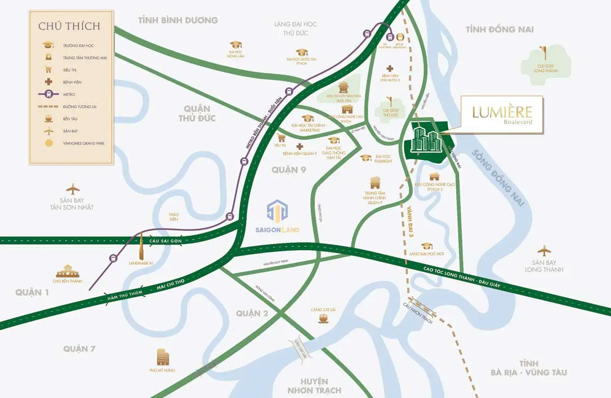 Lumiere Boulevard 3 Vị trí Dự án Căn hộ Lumiere Boulevard của Masterise Homes