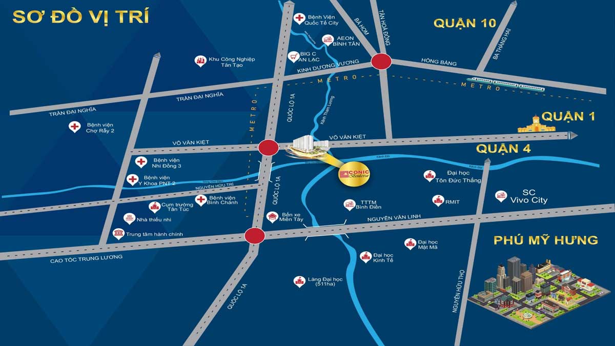 Vị trí Dự án Căn hộ Chung cư Conic Boulevard Huyện Bình Chánh, Tp.HCM