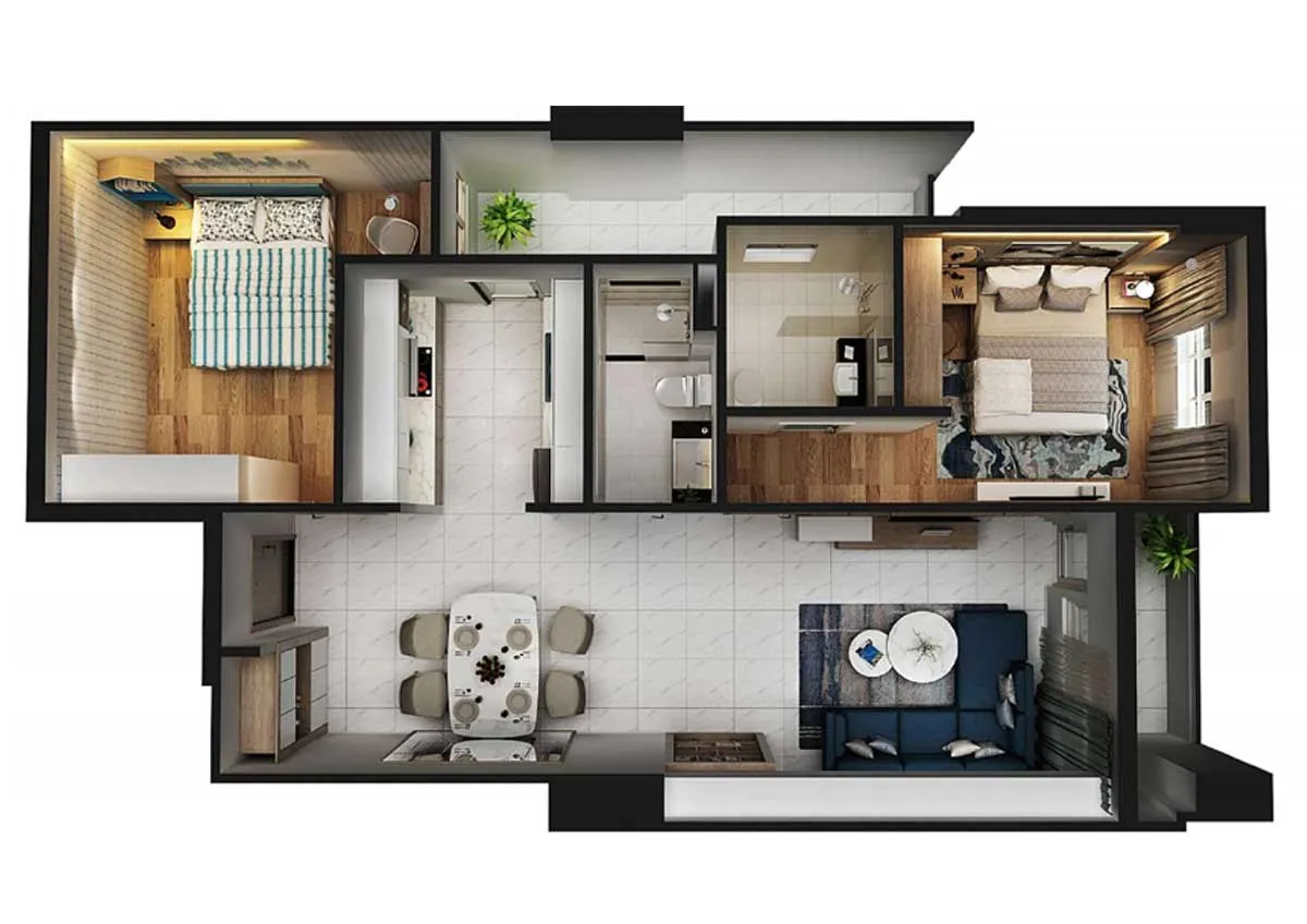 Conic Boulevard Bình Chánh 12 Thiết kế Căn hộ 84m2 Chung cư Conic Boulevard Bình Chán