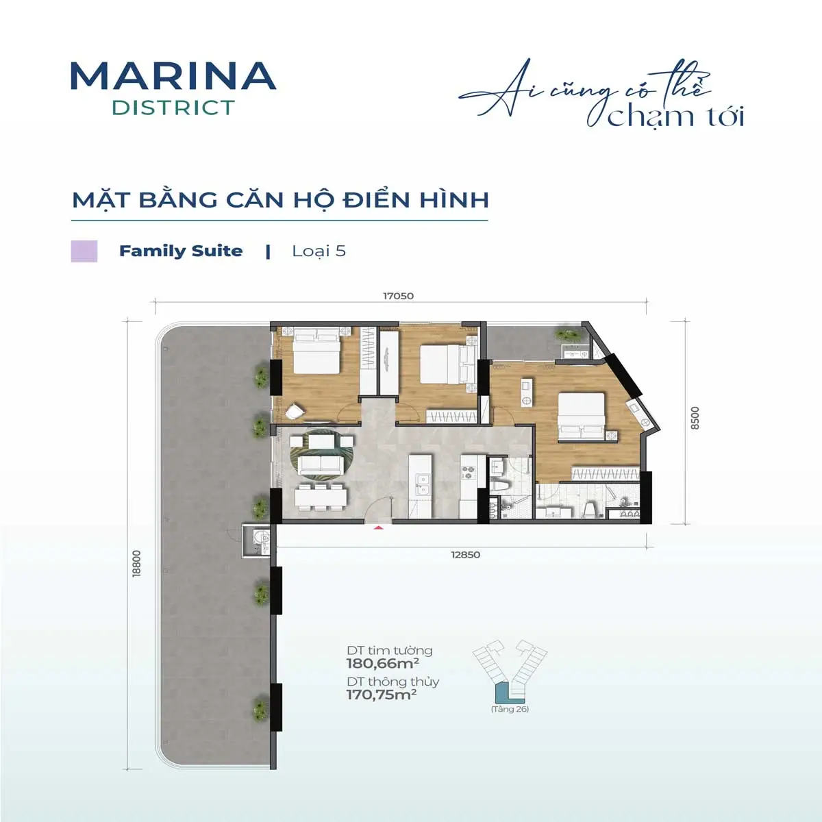 Marina District Quy Nhơn Mat bang Can ho 180.66m2 Marina District - Marina District Quy Nhơn