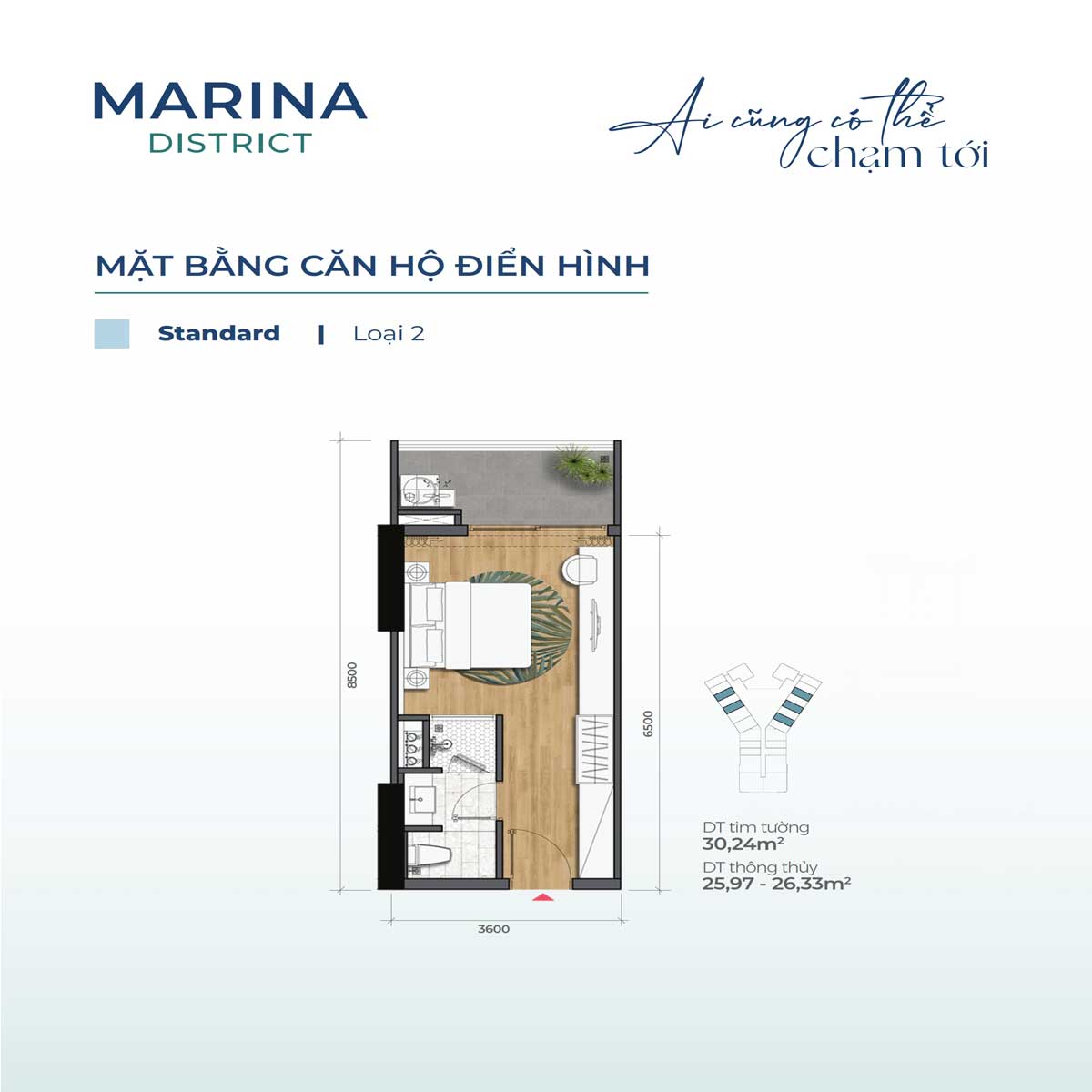 Mat bang Can ho 30.34m2 Marina District - Marina District Quy Nhơn