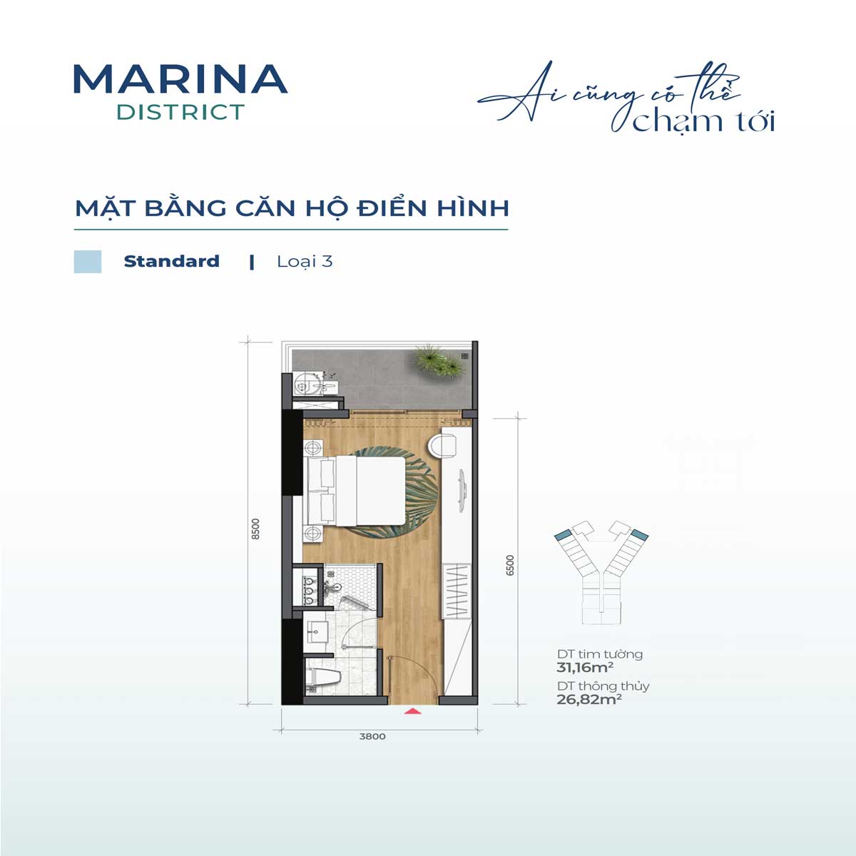 Mat bang Can ho 31.16m2 Marina District - Marina District Quy Nhơn