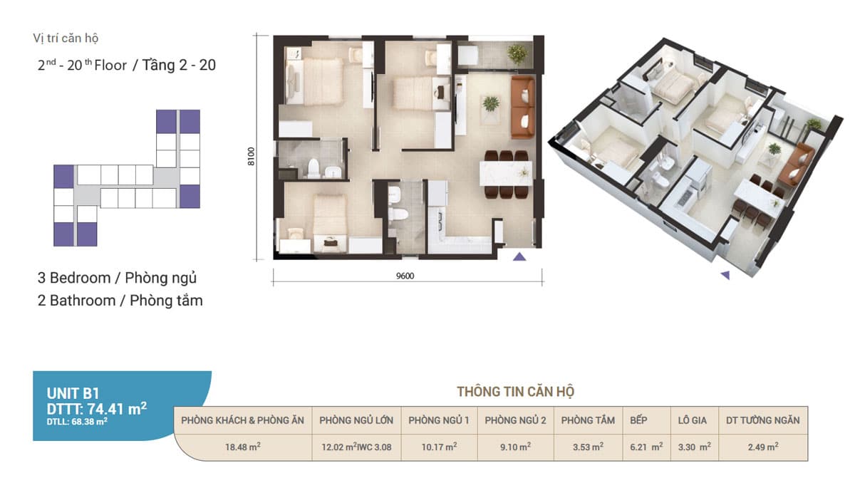 Thiết kế Căn hộ 68m2 Imperial Place Bình Tân