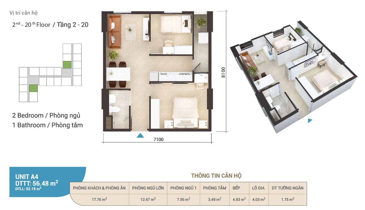 Thiết kế Căn hộ 56m2 Imperial Place Bình Tân