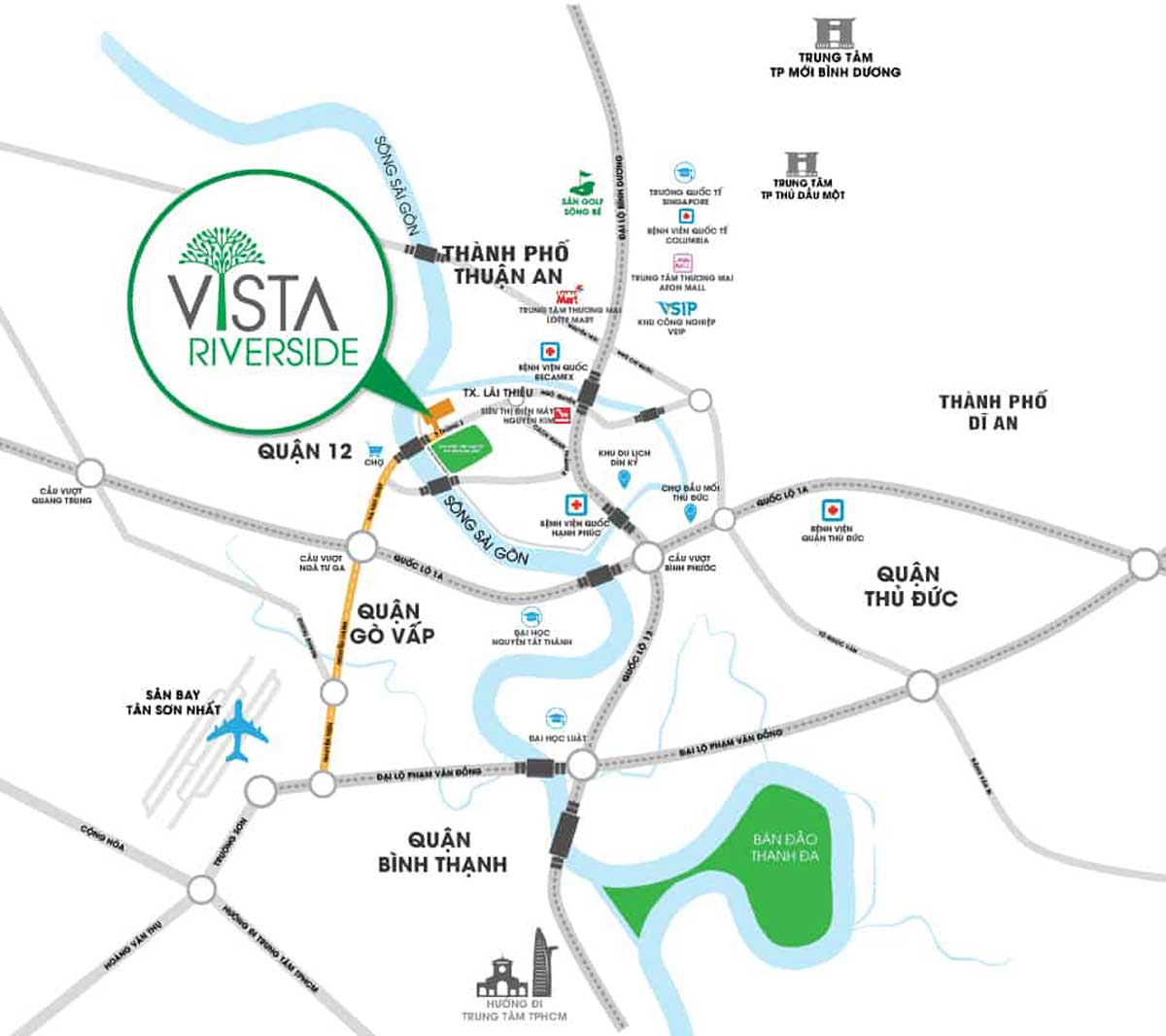 Vị trí Dự án Căn hộ Chung cư Vista Riverside Bình Dương