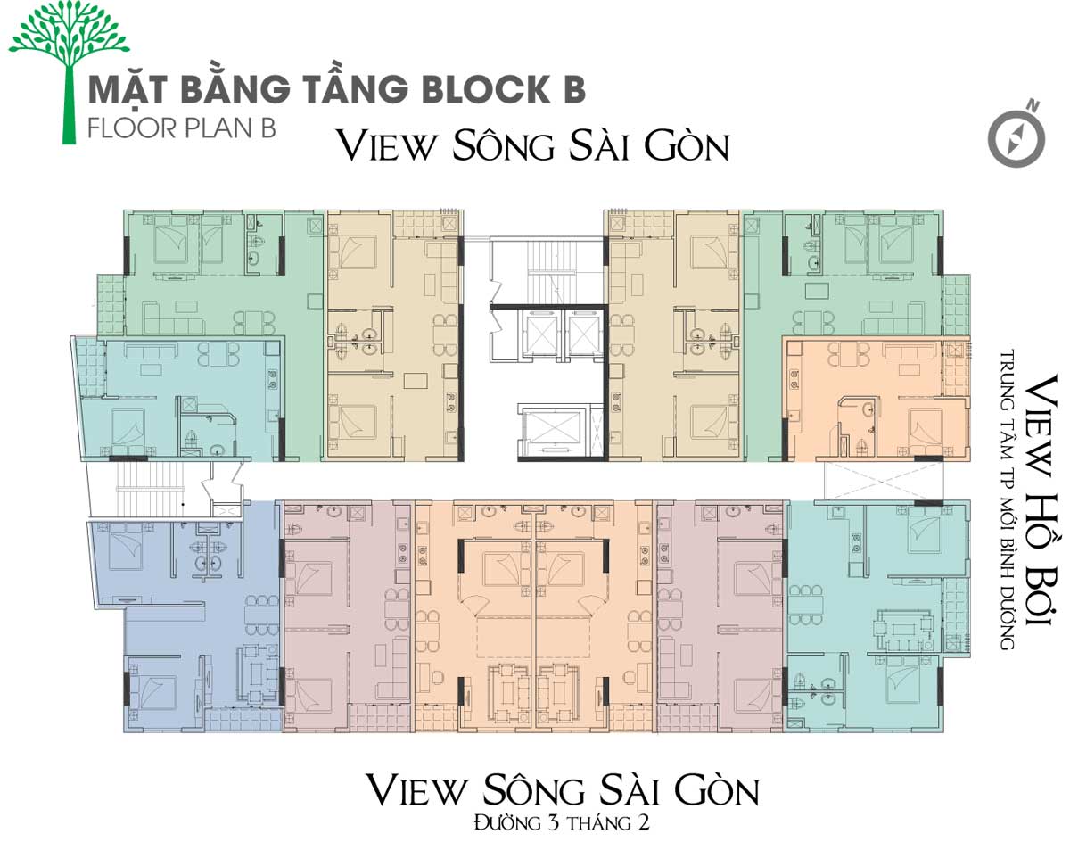 Mặt bằng tầng điển hình Block B Dự án Căn hộ Chung cư Vista Riverside Bình Dương