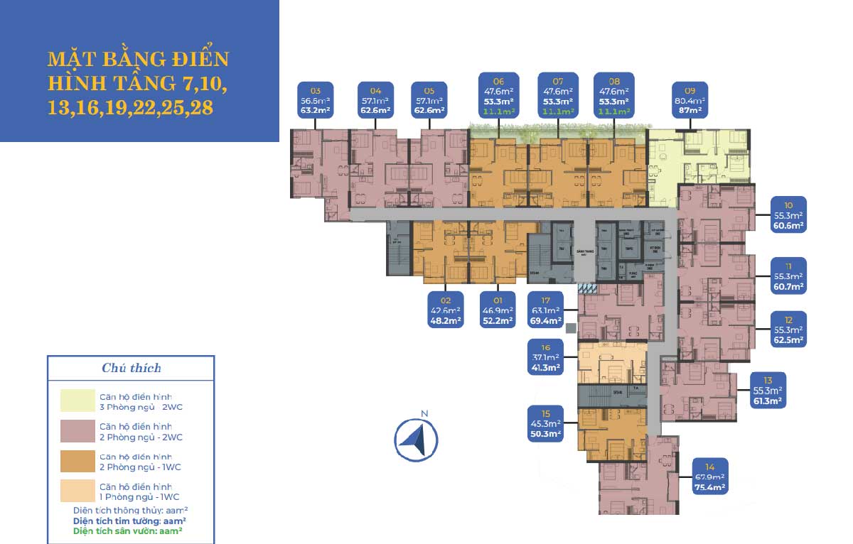 Mặt bằng Tầng Sân Vườn Dự án Calla Apartment Quy Nhơn