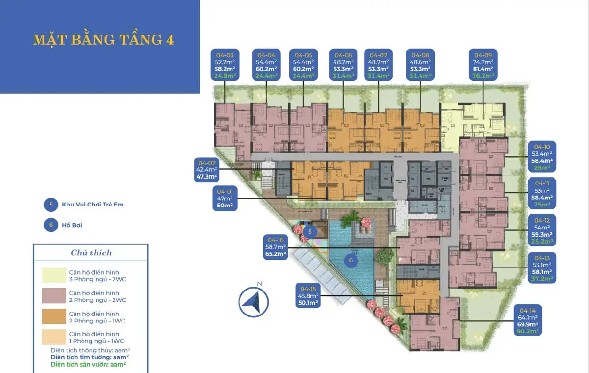 Calla Apartment Quy Nhơn 10 Mặt bằng Tầng 4 Dự án Calla Apartment Quy Nhơn