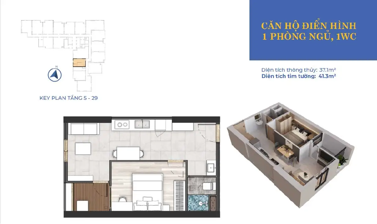 Calla Apartment Quy Nhơn thiet ke can ho 1pn calla apartment quy nhon 2022 - Calla Apartment Quy Nhơn