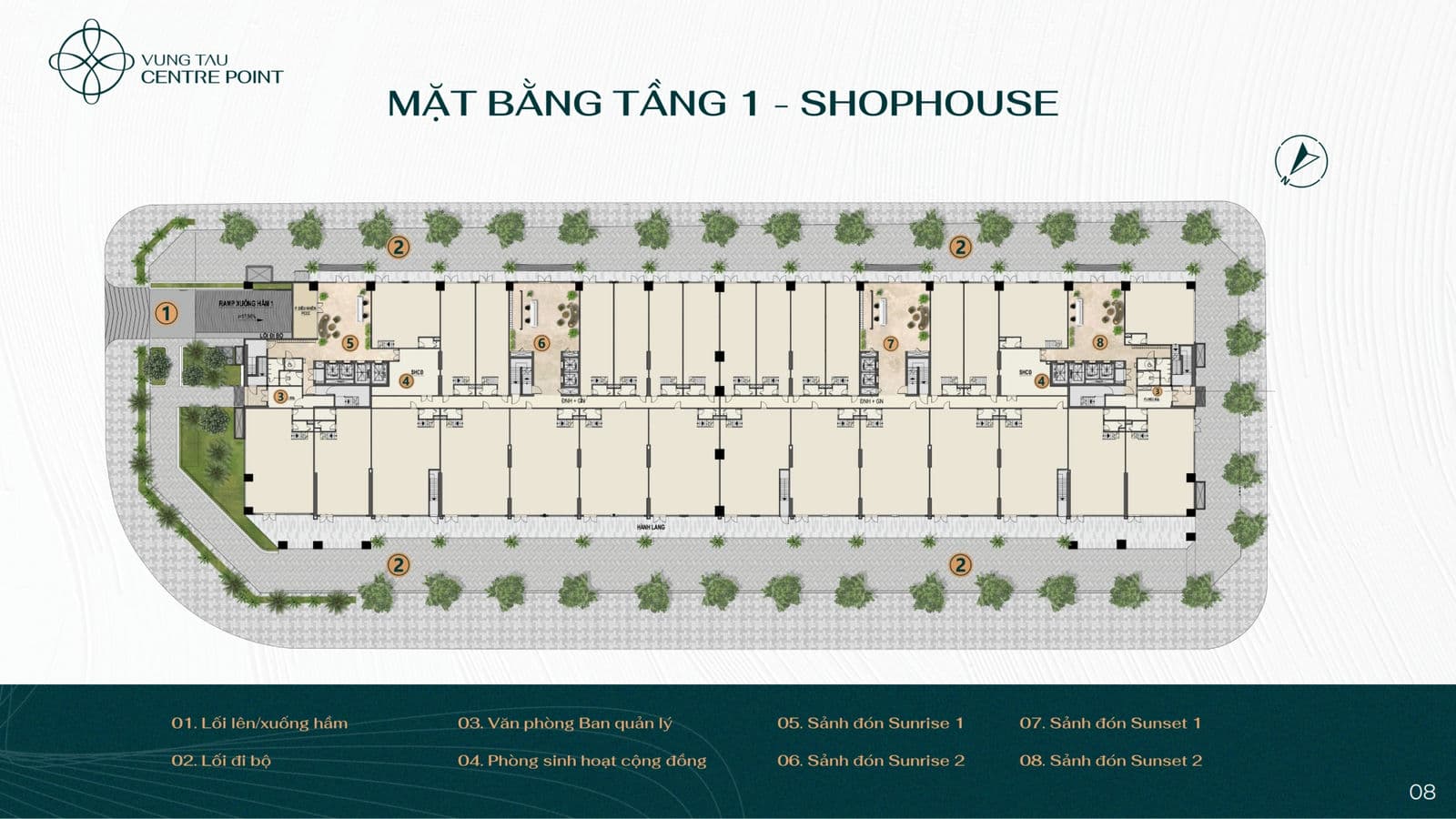 Mặt bằng Tầng 1 Shophouse Vũng Tàu Centre Point