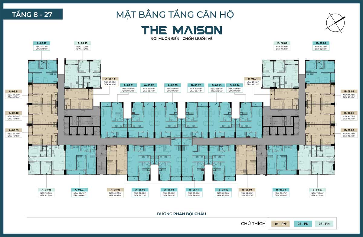 Mặt bằng Tầng 8 - 27 Dự án The Maison Bình Dương