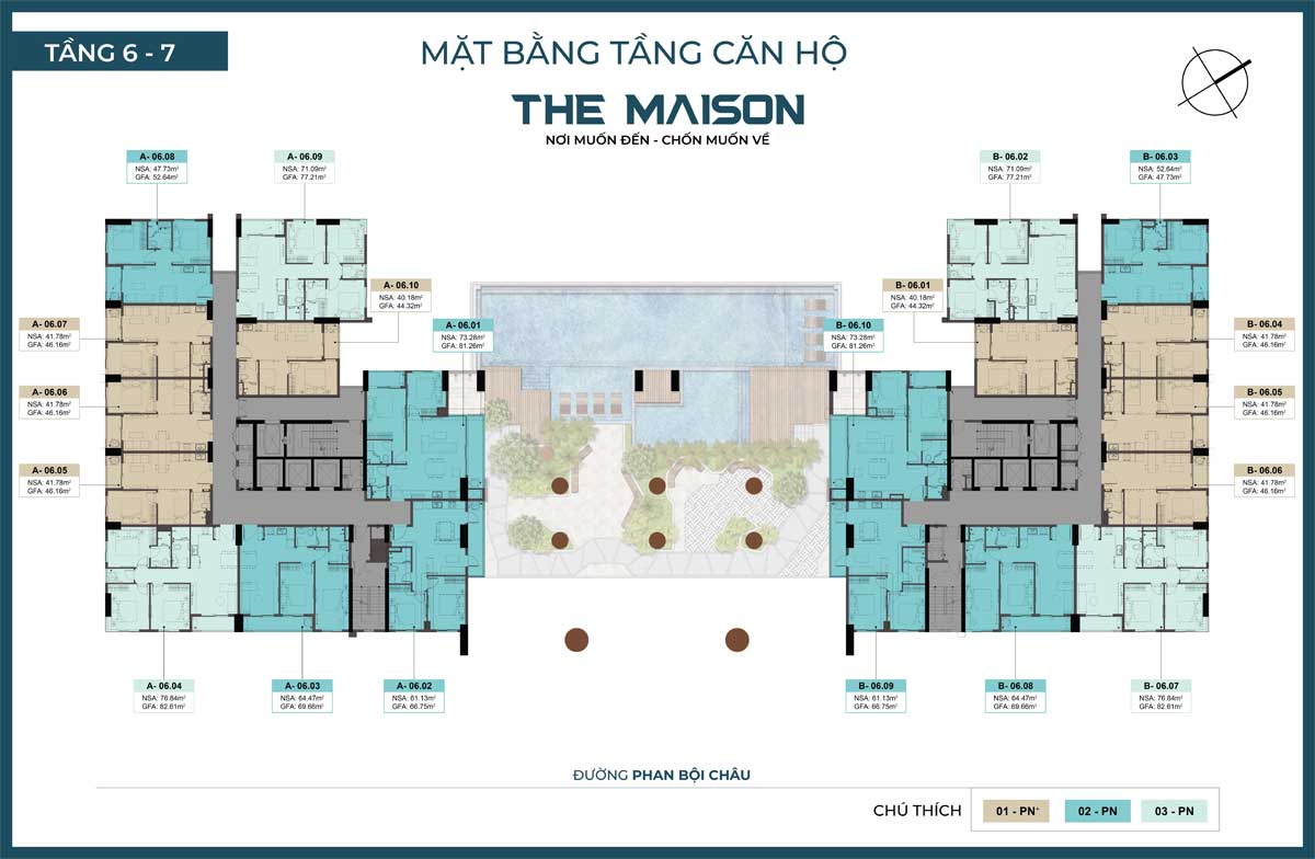 Mặt bằng Tầng 6 - 7 Dự án The Maison Bình Dương