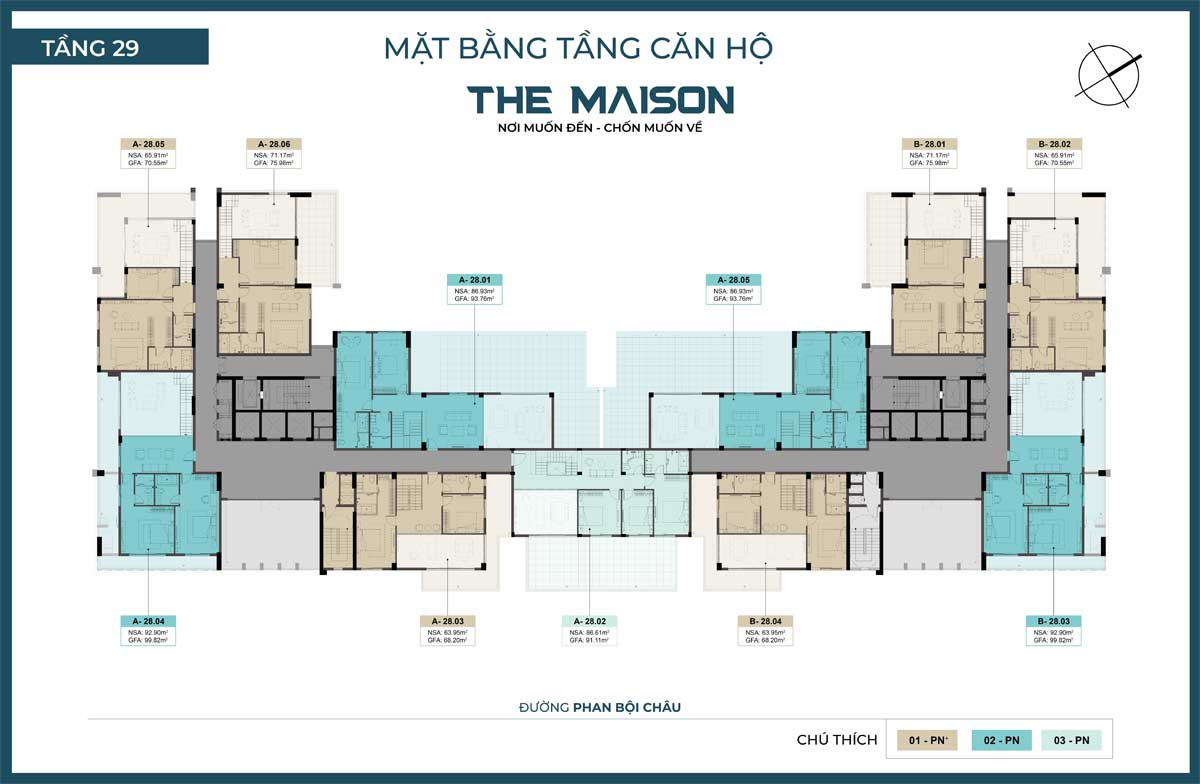 Mặt bằng Tầng 29 Dự án The Maison Bình Dương