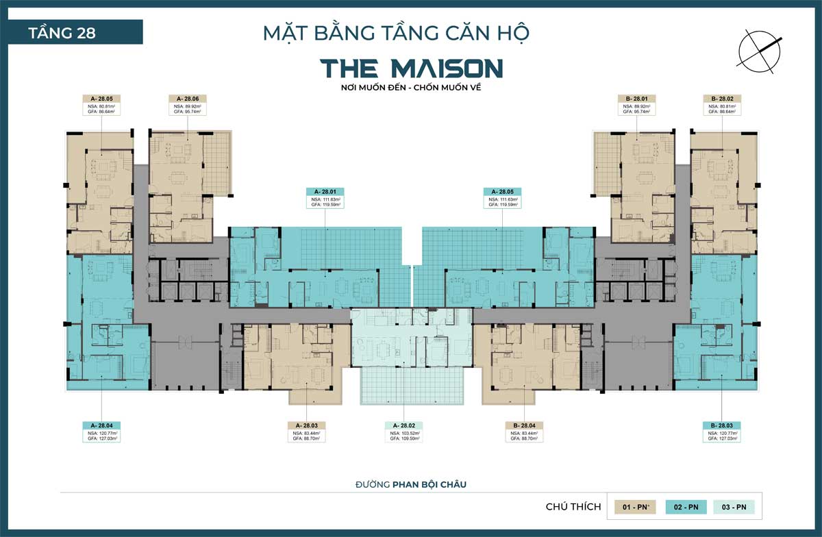 Mặt bằng Tầng 28 Dự án The Maison Bình Dương