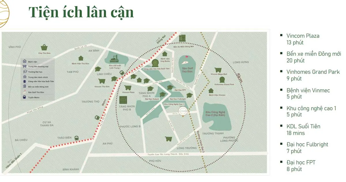 Elysian Thủ Đức 7 Tiện ích liên kết vùng Dự án Elysian Gamuda Lò Lu Quận 9 Thủ Đức