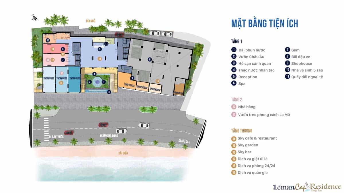 Mặt bằng Tiện ích Dự án Léman Cap Residence Vũng Tàu