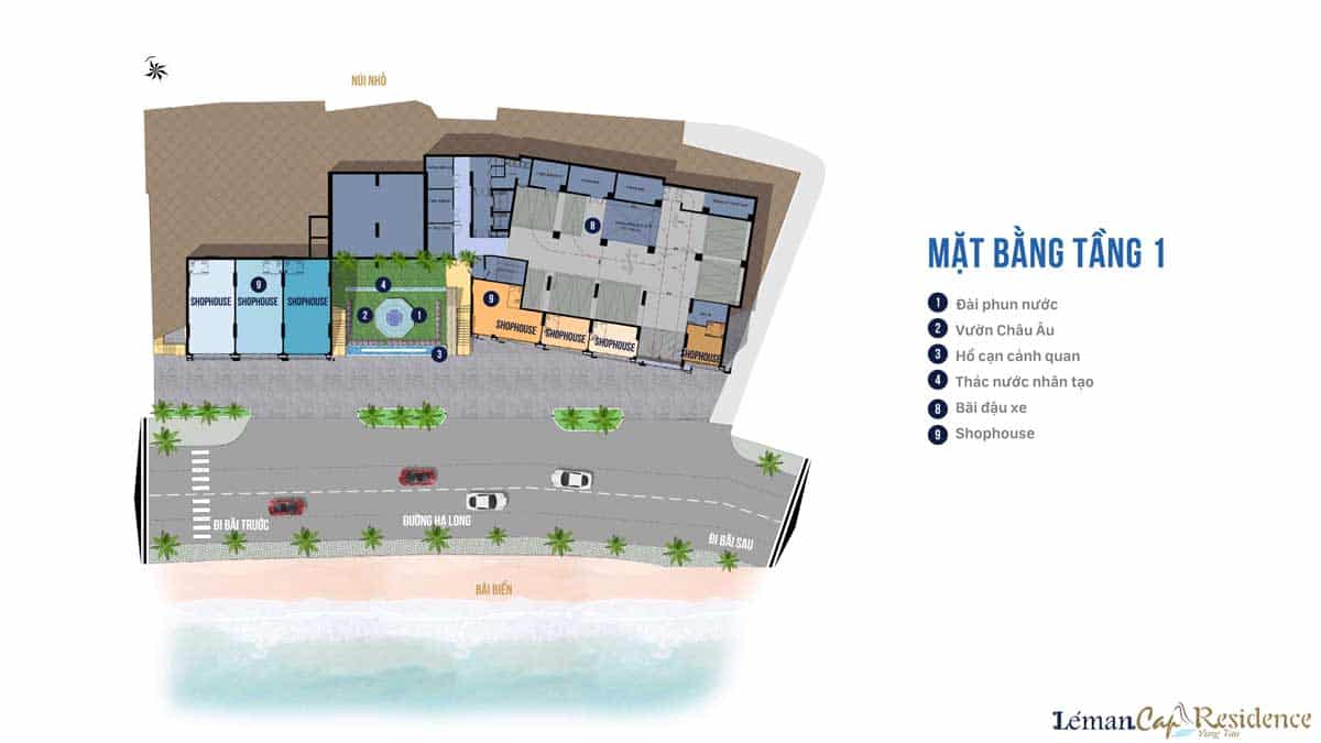 Mặt bằng Tầng 1 Dự án Léman Cap Residence Vũng Tàu