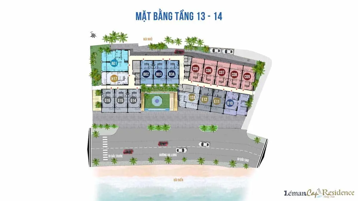 LÉMAN CAP RESIDENCE VŨNG TÀU 14 Mặt bằng Tầng 13-14 Dự án Léman Cap Residence Vũng Tàu
