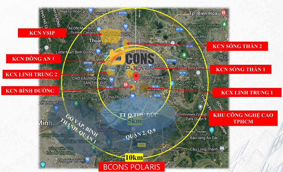 Tiện ích liên kết vùng Dự án Căn hộ Bcons Polaris Lê Trọng Tấn Dĩ An