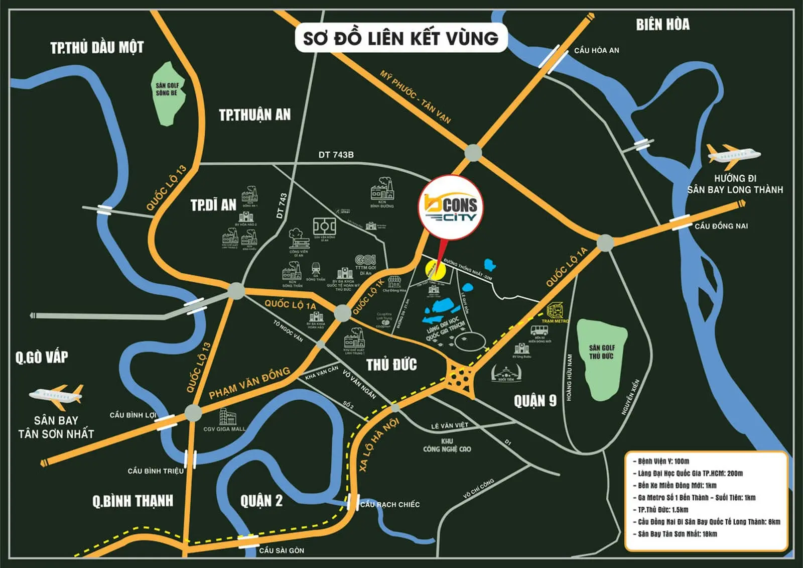 BCONS CITY 4 Vị trí liên kết vùng Dự án Căn hộ Chung cư Bcons City Dĩ An Bình Dương