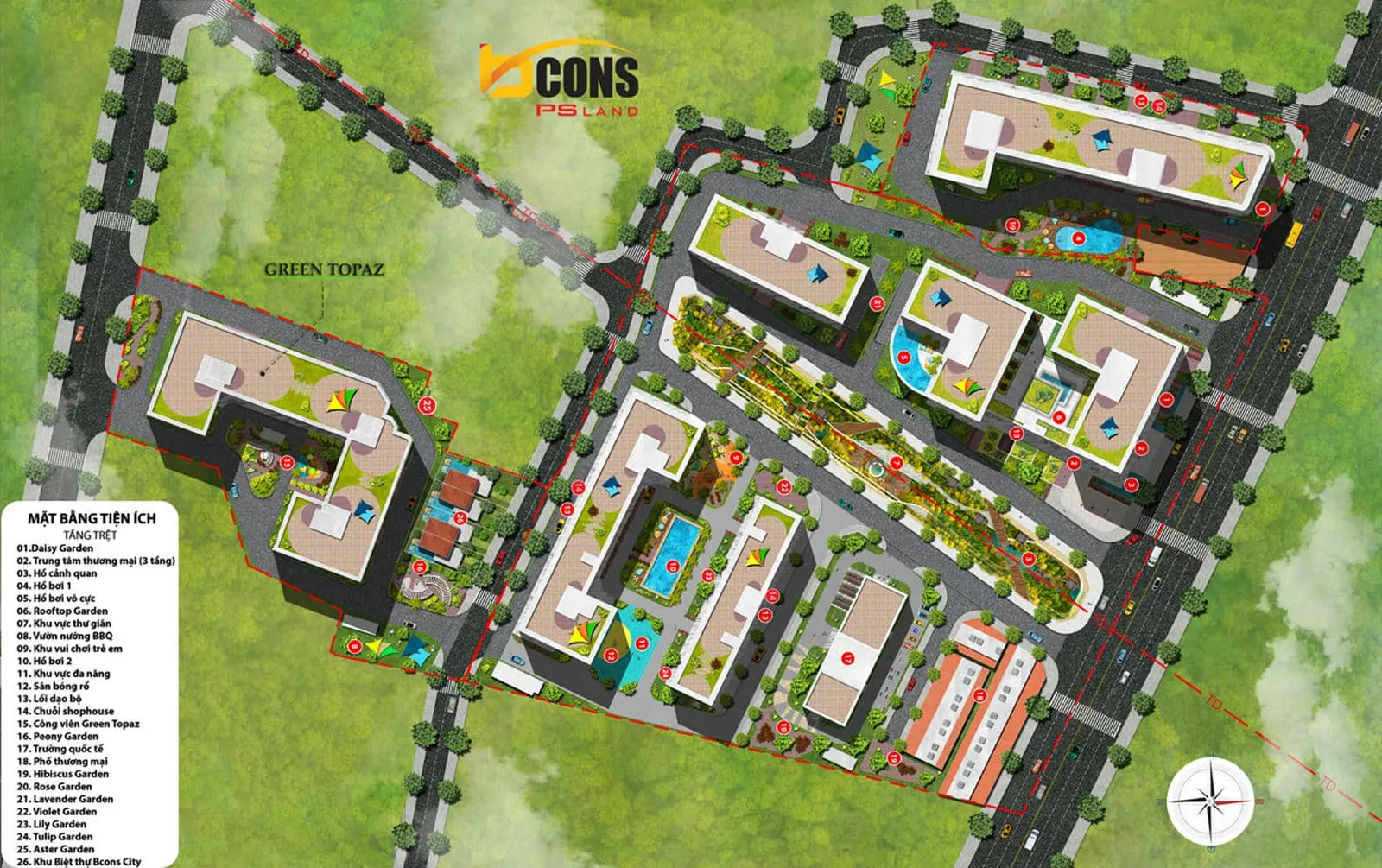 BCONS CITY 14 Mặt bằng Tổng thể Dự án Căn hộ Chung cư Bcons City Dĩ An Bình Dương