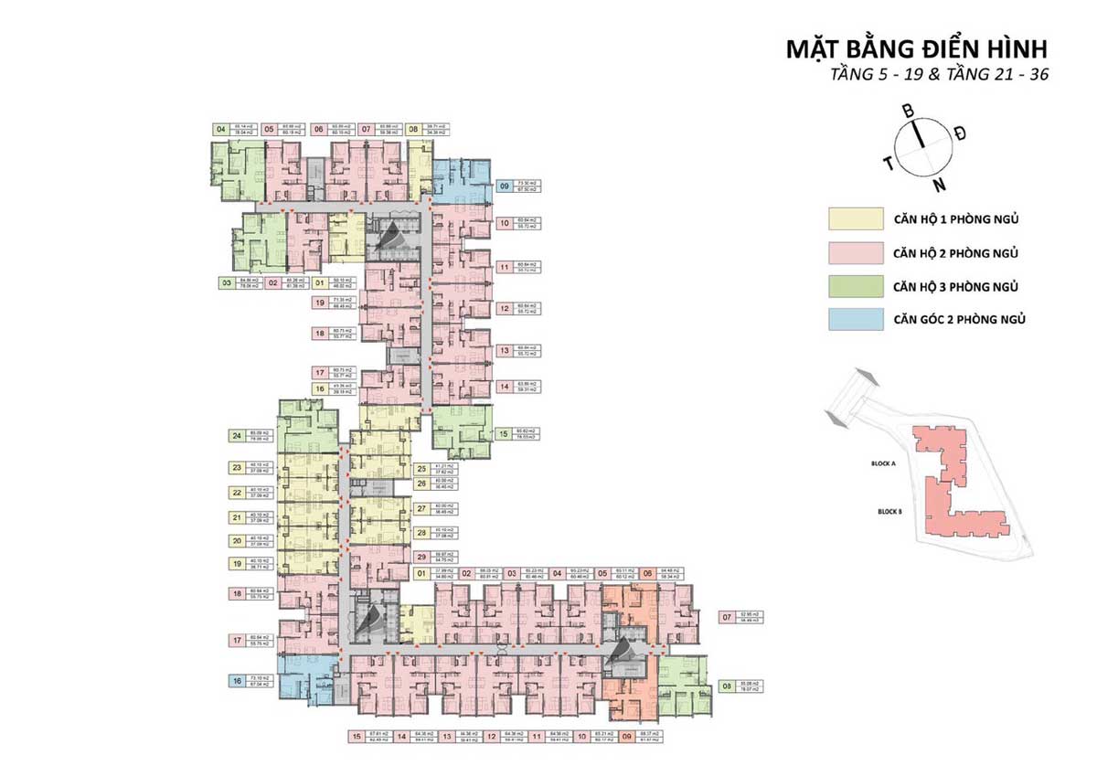 Mặt bằng tầng 5-19, 21-36 Dự án Căn hộ Opal Skyline